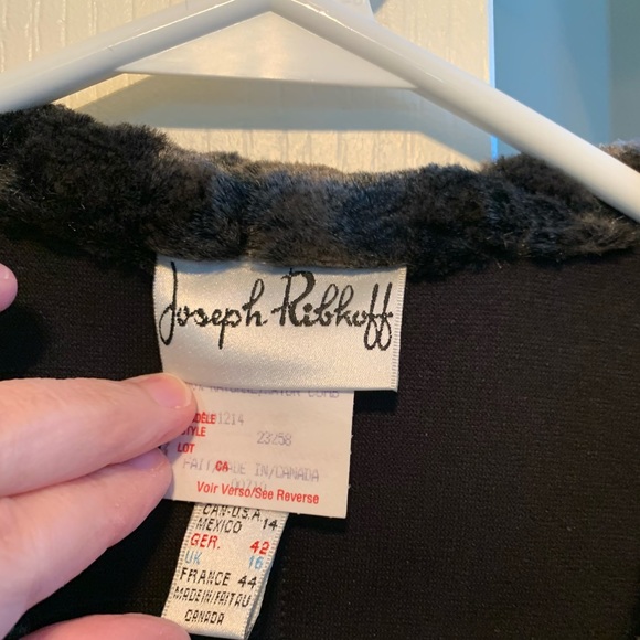 JOSEPH RIBKOFF Long Coat with Faux Fur Trim - Picture 7 of 8